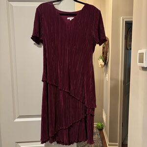 dressbarn Asymmetrical Burgundy Dress